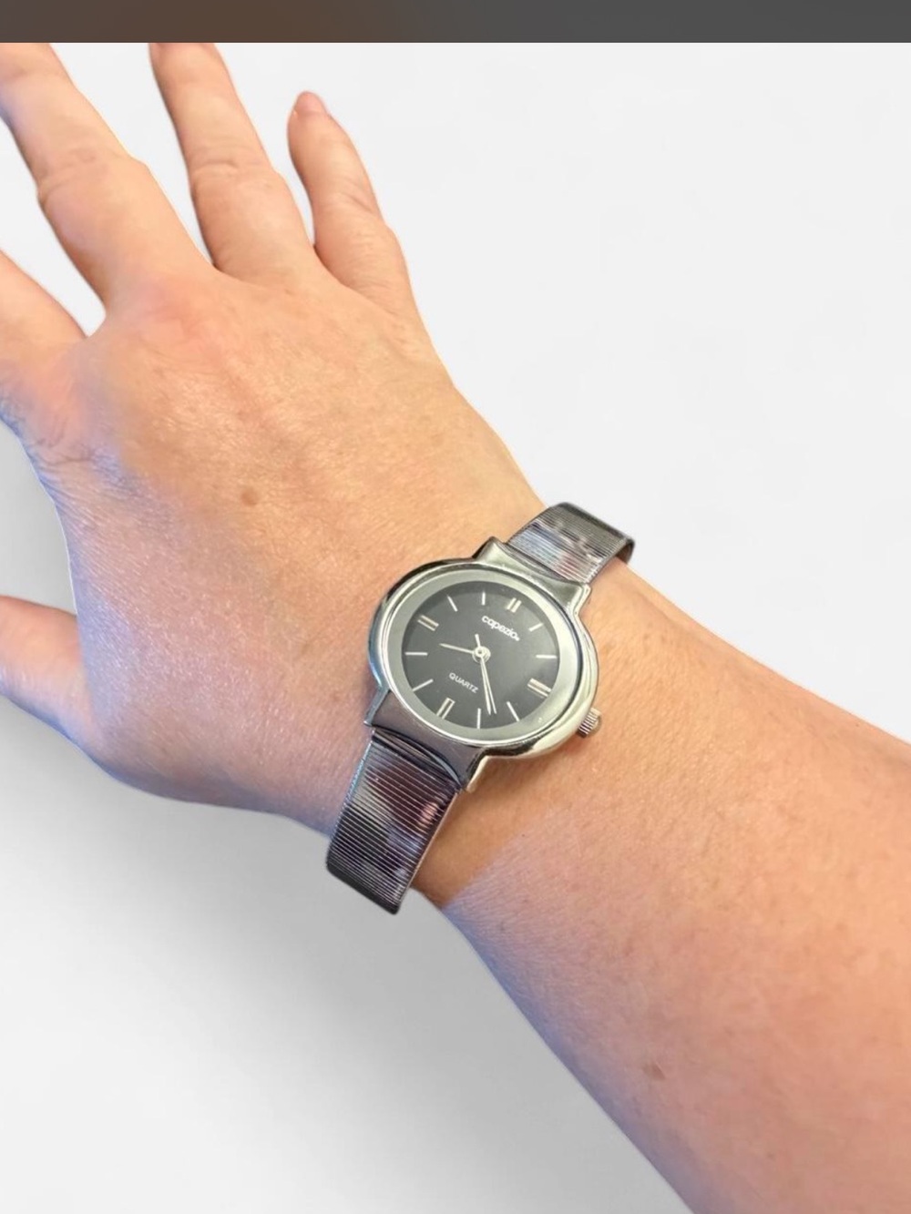 Silver-Tone Quartz Dress Watch - Black Dial